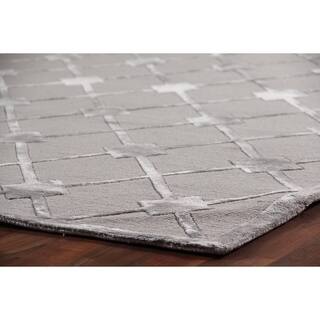 Exquisite Rugs Metro Silver Silk, Wool Hand-knotted Rug (12' x 15')