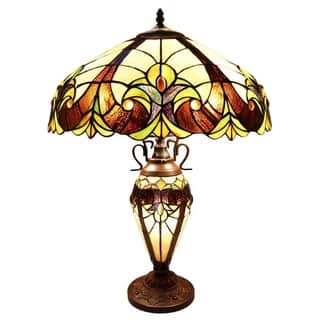 River of Goods Brown/Cream 2-light Art Glass Table Lamp