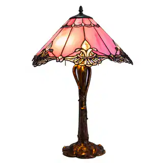 River of Goods Bronze Resin Stained Glass Crystal Lace 24.5-inch Table Lamp