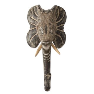 Handcrafted Sese Wood 'Proud Elephant' African Mask (Ghana)