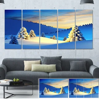 Winter Mountains with Fir Trees - Landscape Photo Canvas Print