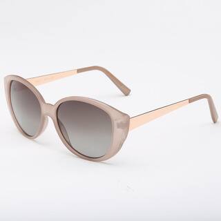 Light Pink Frame Square Sunglasses With Dark Grey 50-millimeter Lens and Beige Arms