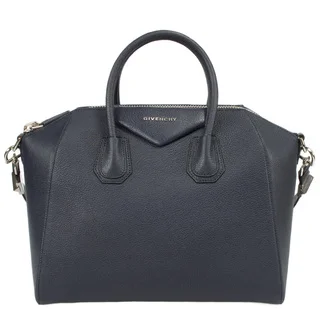 Givenchy Antigona Goatskin Leather Satchel Bag with Shoulder Strap and Silver Hardware