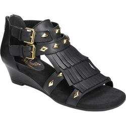 Women's Aerosoles Yetaphor Wedge Sandal Black Leather