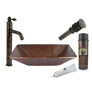 Premier Copper Products BSP1_PVMRECDB Vessel Sink, Faucet, and Accessories Package