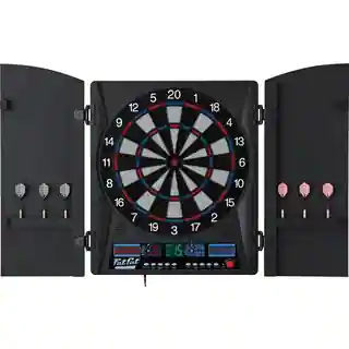 Fat Cat Electronx Black Acrylic Electronic Soft Tip Dartboard with Cabinet