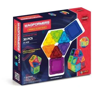 Magformers Rainbow Clear Solid Plastic 30-piece Magnetic Building Set