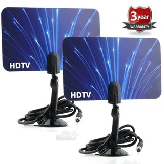 Digital Flat Thin Leaf TV HDTV UHF/VHF FM Radio Blue Antennas (Set of Two)