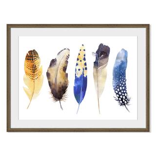 Kris Art 'Boho Watercolor Feathers Vi 'Framed Paper