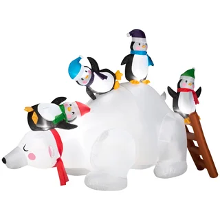 Gemmy Airblown Inflatables Polar Bear and Penguin