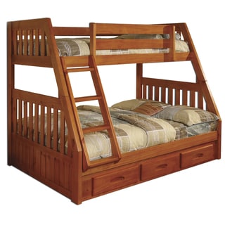 Honey Wood/Pine Twin-over-full Bunk Bed With Drawers and Matching Entertainment Dresser