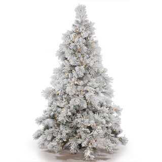 Vickerman Flocked White-on-Green PVC 6.5-foot Flocked Alberta Artificial Christmas Tree with 500 Warm White LED Lights