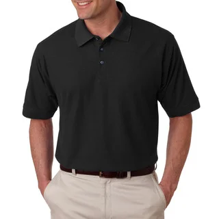 Tall Whisper Men's Black Polyester/Cotton Pique Polo T-shirt