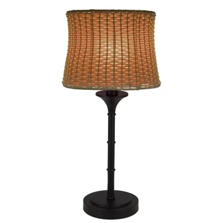 River of Goods Brown Metal/Plastic 25.25-inch Outdoor Basketweave Table Lamp