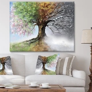 Tree with Four Seasons - Tree Painting Canvas Art Print