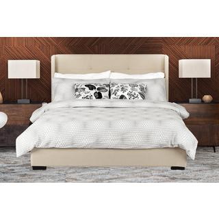 Avenue Greene Murano Queen Tufted Wingback Beige Linen Upholstered Bed