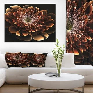 Brown Fractal Flower - Floral Digital Art Canvas Art Print