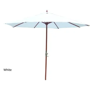 Oakland Living Corporation Market White/Green/Tan Wood/Aluminum/Polyester 9-foot Umbrella with Crank