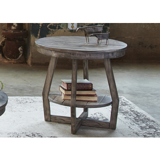 Hayden Way Gray Wash Reclaimed Wood Round End Table