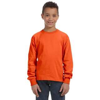 Boys' Heather Burnt Orange 100-Percent Heavy Cotton 5-ounce Long-sleeve T-shirt