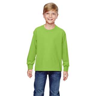 Fruit of the Loom Boys' Neon Green Heavy Cotton Long-sleeved T-shirt
