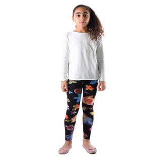 Dinamit Girls' Multicolor Nylon/Spandex Floral Printed Leggings