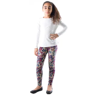 Dinamit Girl's Multicolor Nylon/Spandex Paisley Printed Leggings