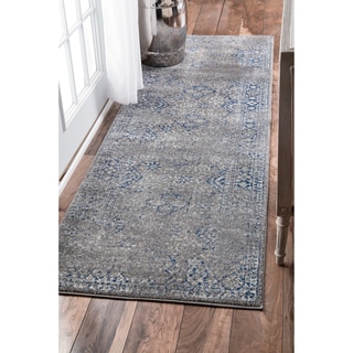 nuLOOM Traditional Distressed Grey Runner Rug (2'8 x 8')