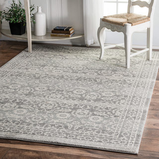 nuLOOM Traditional Floral Silver Rug (4' x 6')