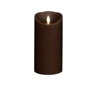 Torchier 3.5"x7" Dark Brown Sandalwood Scented Flameless Wax Pillar Candle