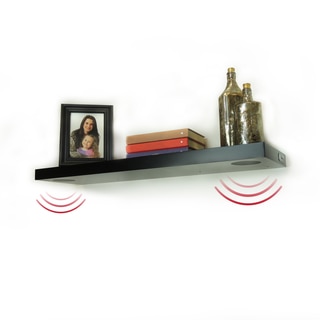 Lewis Hyman Wall Mounted Black Floating Shelf with 2 Bluetooth Speakers