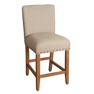 HomePop 24-inch Counter Height Tan Upholstered Barstool