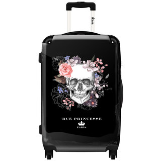 iKase Flower Skull 20-inch Hardside Carry-on Spinner Suitcase