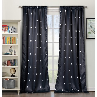 Duck River Star Blue/Grey Blackout Pole-top Curtain Panel Pair
