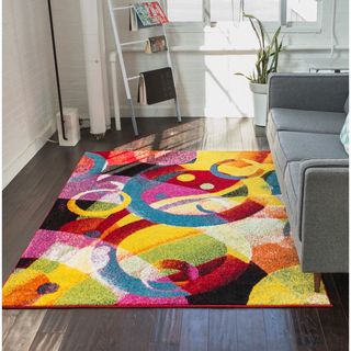 Well Woven Modern Circles Shapes Mid-Century Multi Area Rug (7'10 x 9'10)
