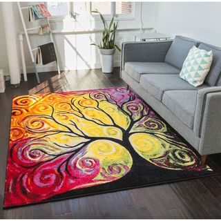 Well Woven Modern Bright Tree Abstract Multi Kids Rug (7'10 x 9'10)
