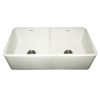 Duet Fireclay Reversible Double-bowl Sink With Smooth Front Apron