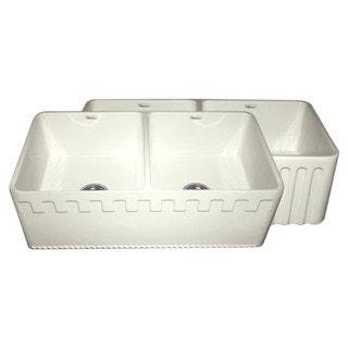 Fireclay Reversible Double-bowl Sink with Athinahausa and Fluted Front Aprons