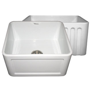 Reversible Series Fireclay Farmhouse Sink with One Concave Front Apron Side and One Fluted Front Apron Side