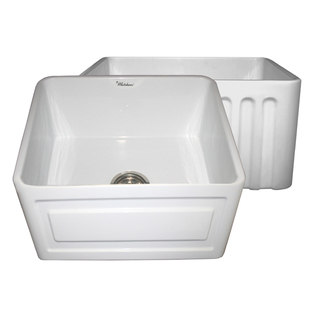 Reversible Series Fireclay Farmhouse Sink With Raised Panel Front Apron Side and Fluted Front Apron Side