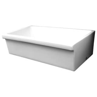 Quatro Alcove Fireclay Large Reversible Sink with 2-inch/2.5-inch Decorative Side Lips