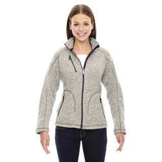 Peak Women's 832 Black/Off-white Polyester Light Heather Sweater Fleece Jacket
