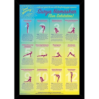 Yoga Sun Salutation Print with Contemporary Poster Frame