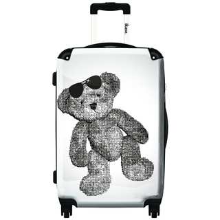 iKase Lulu White/Black 20-inch Fashion Hardside Carry-on Spinner Suitcase