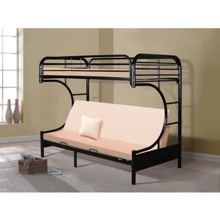 Donco Kids Glossy Black/White Metal C-shaped Twin over Futon Bunk Bed