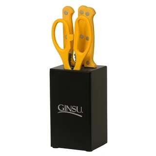 Ginsu Essentials Sunset Yellow Stainless Steel Kitchen Set with Black Block