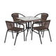 Offex Rattan Egde Square 5-piece Table and Stackable Chairs Set - Thumbnail 2