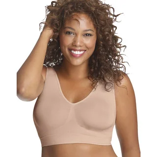 Just My Size Women's Nude Nylon/Spandex Pure Comfort Seamless Wirefree Bra with Moisture Control