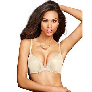 Maidenform Women's Comfort Ivory Devotion Extreme Push-Up Demi Bra With Gloss