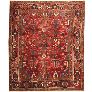 Herat Oriental Persian Hand-knotted 1920s Semi-antique Tribal Heriz Wool Rug (6'5 x 7'9)